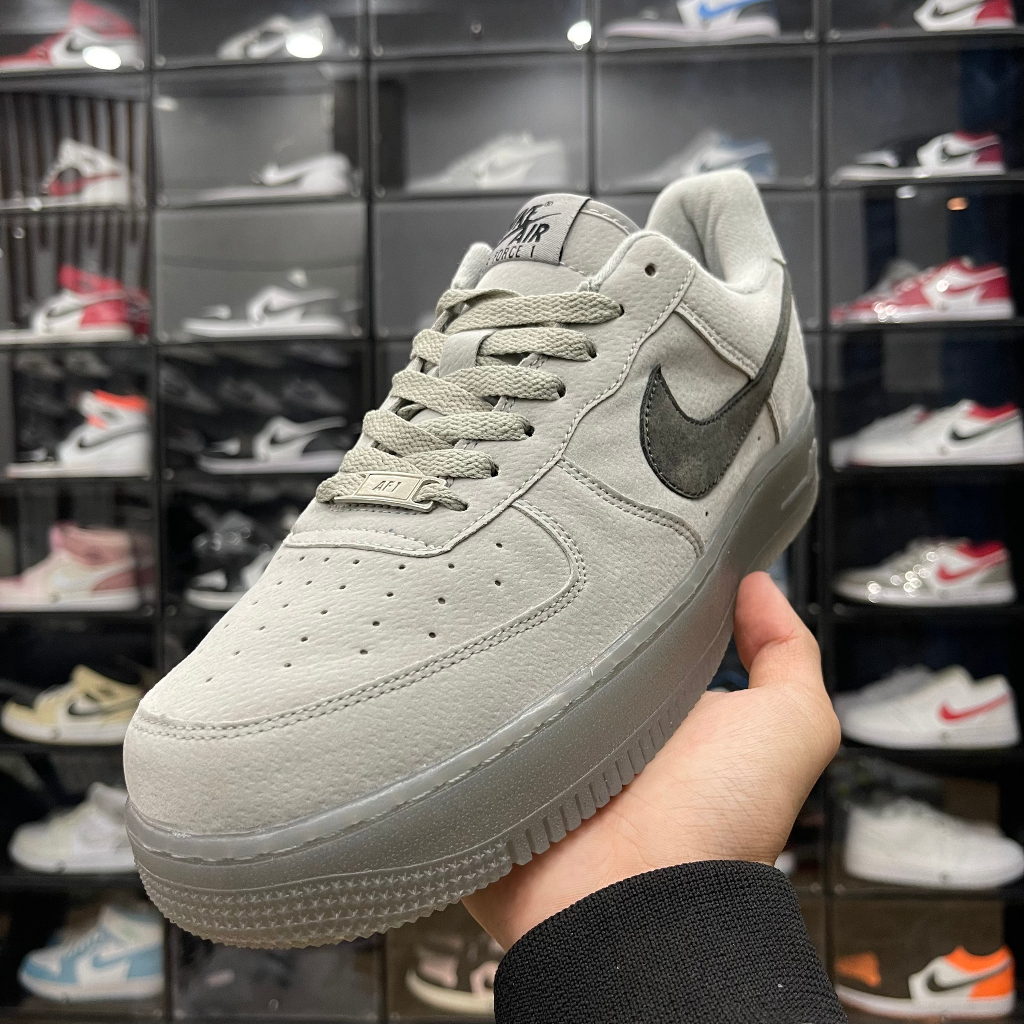 Giày AF1 Low x Reigning Champ, AF1 Thấp Xám Da Lộn Đế Trong Cao Cấp - Than.Shoes