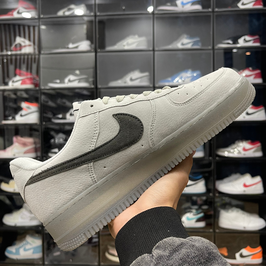 Giày AF1 Low x Reigning Champ, AF1 Thấp Xám Da Lộn Đế Trong Cao Cấp - Than.Shoes
