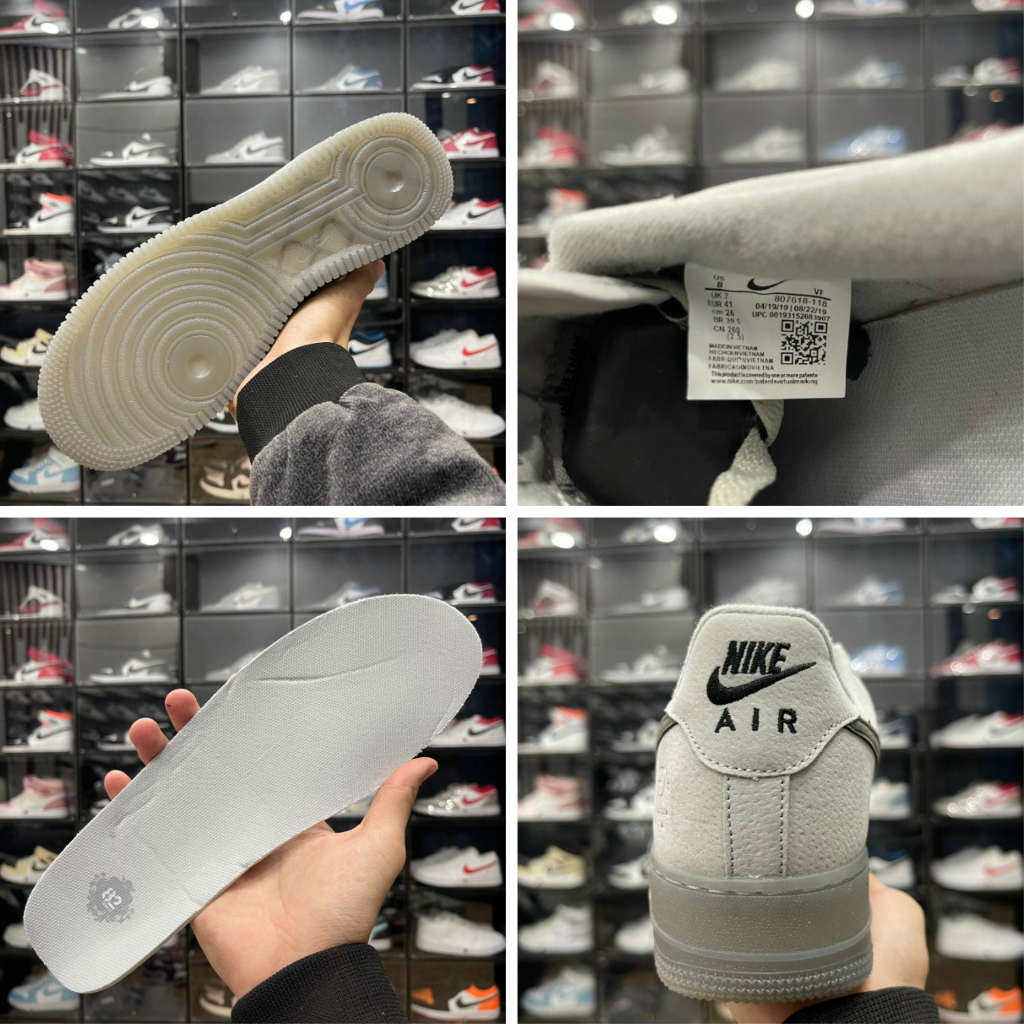 Giày AF1 Low x Reigning Champ, AF1 Thấp Xám Da Lộn Đế Trong Cao Cấp - Than.Shoes