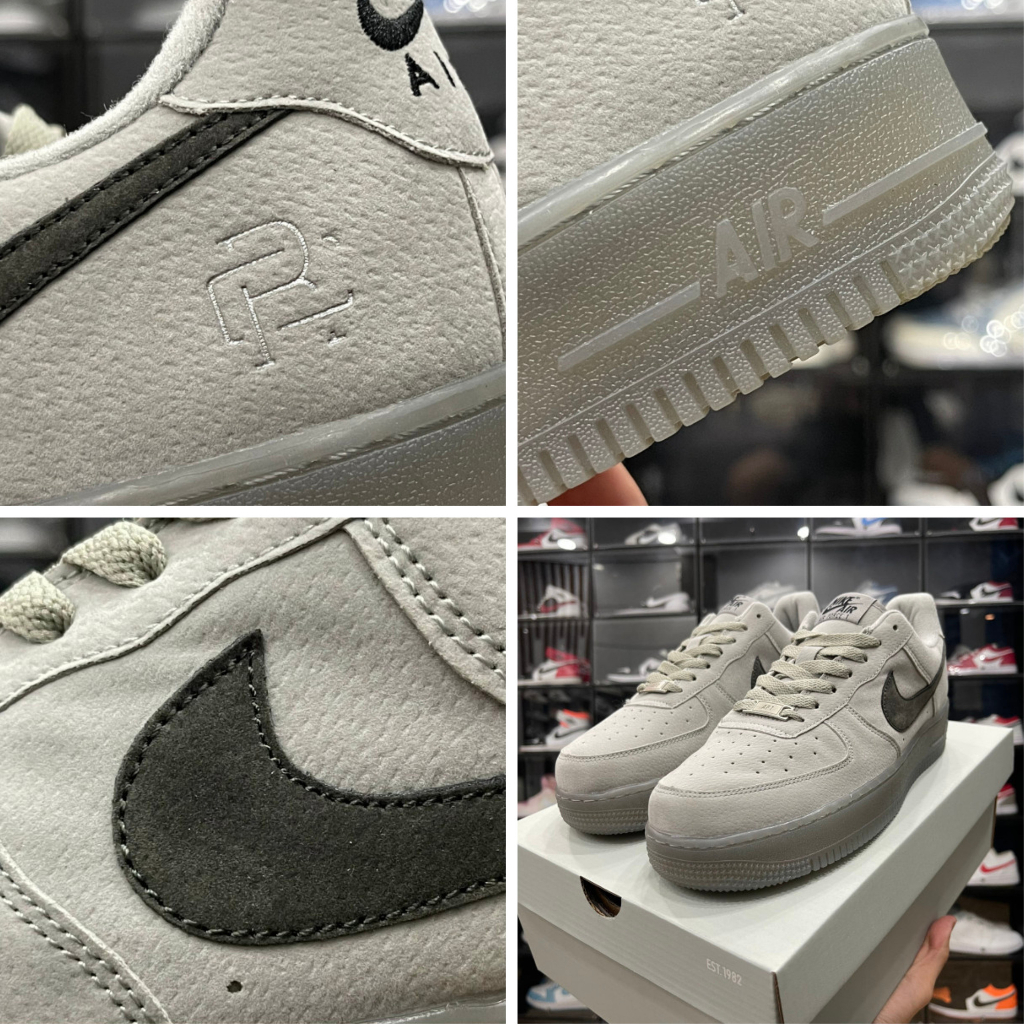 Giày AF1 Low x Reigning Champ, AF1 Thấp Xám Da Lộn Đế Trong Cao Cấp - Than.Shoes