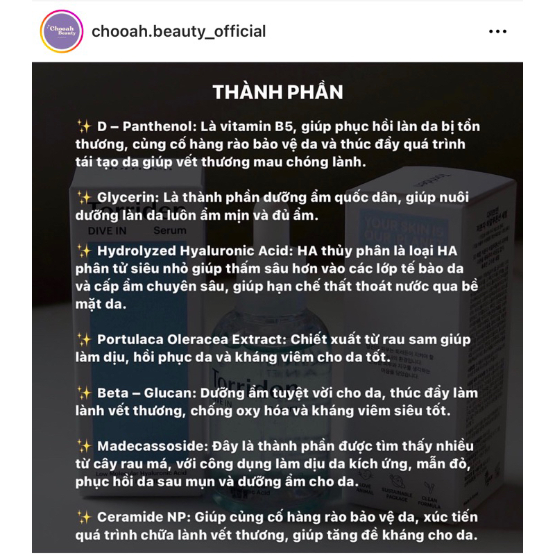 Tinh chất cấp nước phục hồi da Torriden Dive In Serum 50ml - FULLBOX