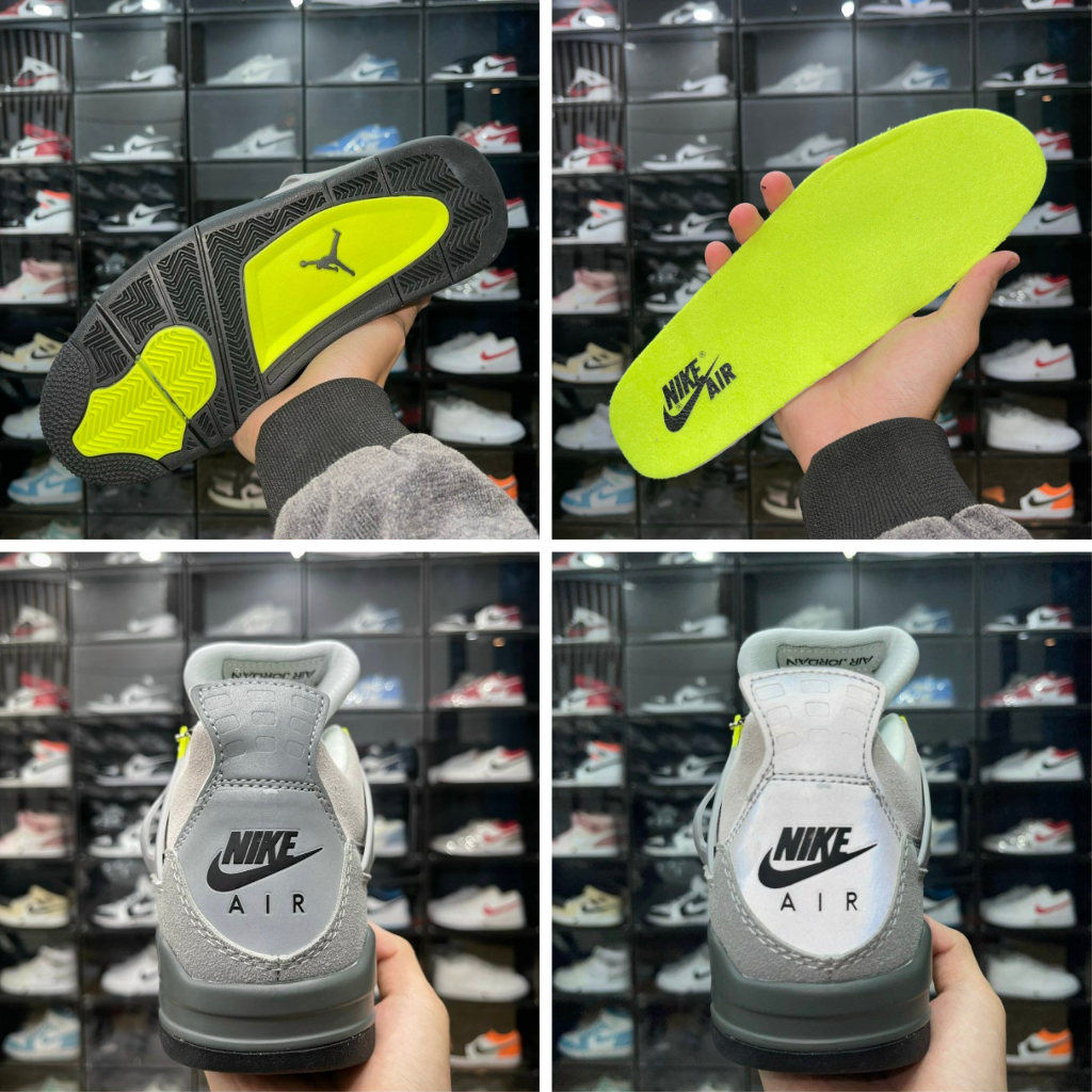 Giày Jordan 4 Retro SE 95 Neon, JD4 Xám Đen Neon Cao Cấp - Than.Shoes
