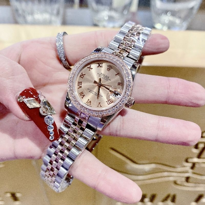 Đồng hồ đeo tay nữ, đồng hồ nữ Rolex Ngọc Trinh chính hãng, đầy đủ hộp thẻ tag quốc tế, kính Saphire, máy cơ Automatic
