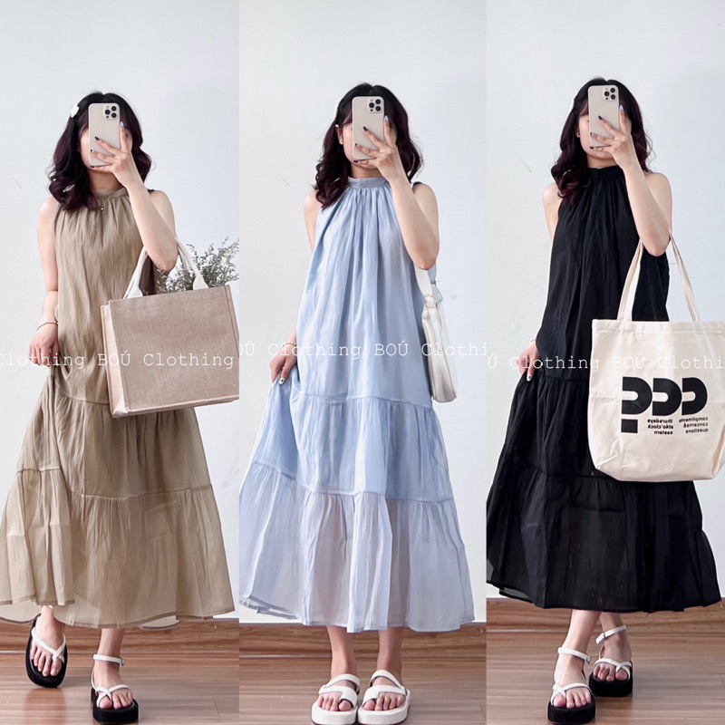 Đầm cổ yếm tơ mềm nữ tính, xinh xắn BOÚ Clothing