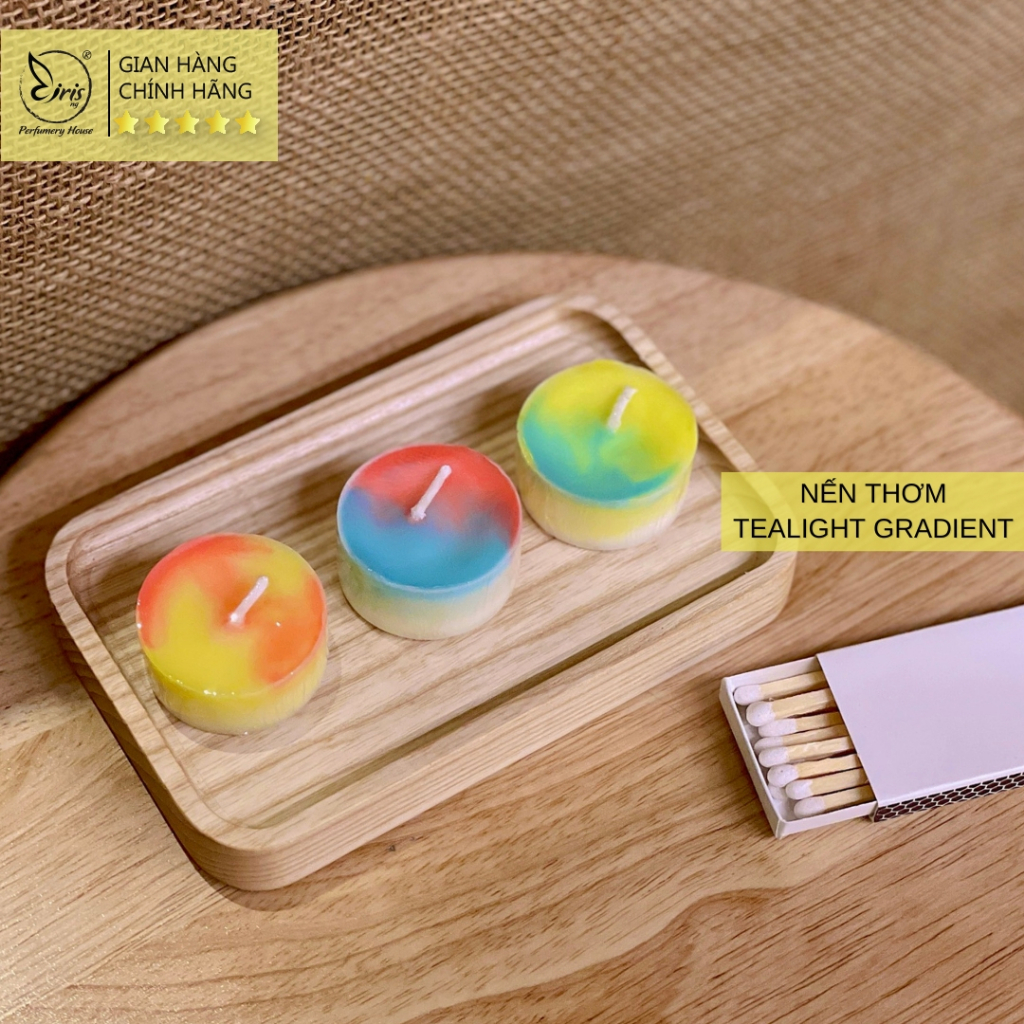 Nến Thơm Tealight Màu Gradient Trẻ Trung, Hương Mùa Hè, Hoa Cỏ, Vải Thơm Sạch