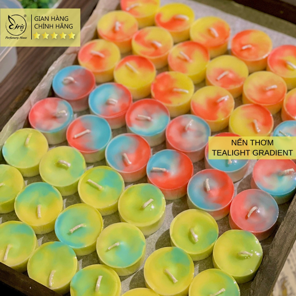 Nến Thơm Tealight Màu Gradient Trẻ Trung, Hương Mùa Hè, Hoa Cỏ, Vải Thơm Sạch