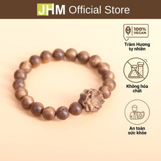 Vòng tay trầm hương mix charm hoa sen JHM mang ý nghĩa sum họp yên vui