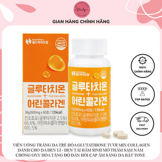 Viên Uống Trắng Da, Viên Uống Collagen Mix Glutathione Bật Tone Căng Mịn Hỗ Trợ Mờ Nám Ngăn Ngừa Lão Hóa