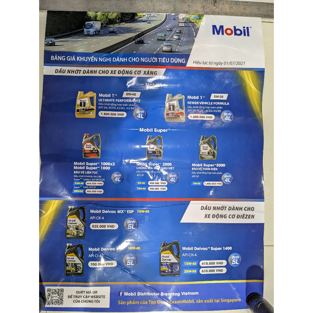 Dầu nhớt động cơ Diesel ô-tô/xe tải nhẹ Mobil Delvac Super 1400 15W-40 Chính Hãng