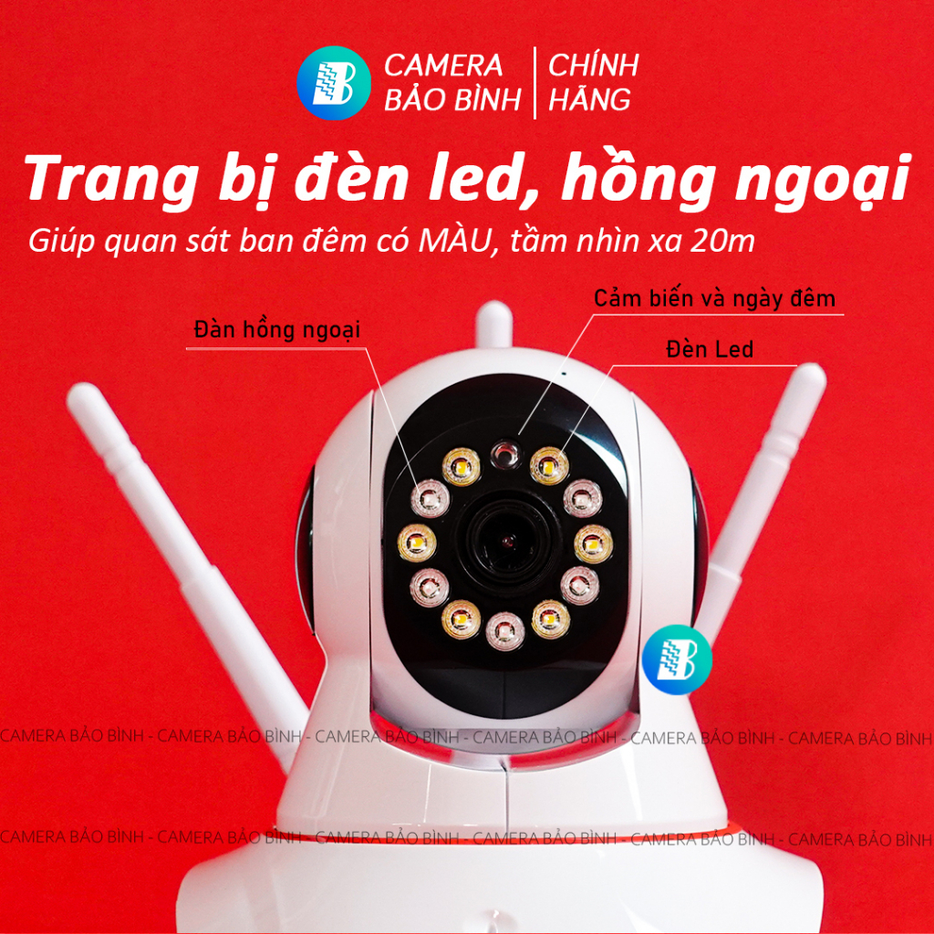 Camera Yoosee 3 Râu 11 Led 5.0Mpx | Camera Wifi 360 - Đàm Thoại - Xem Đêm Có Màu | Camera Bảo Bình