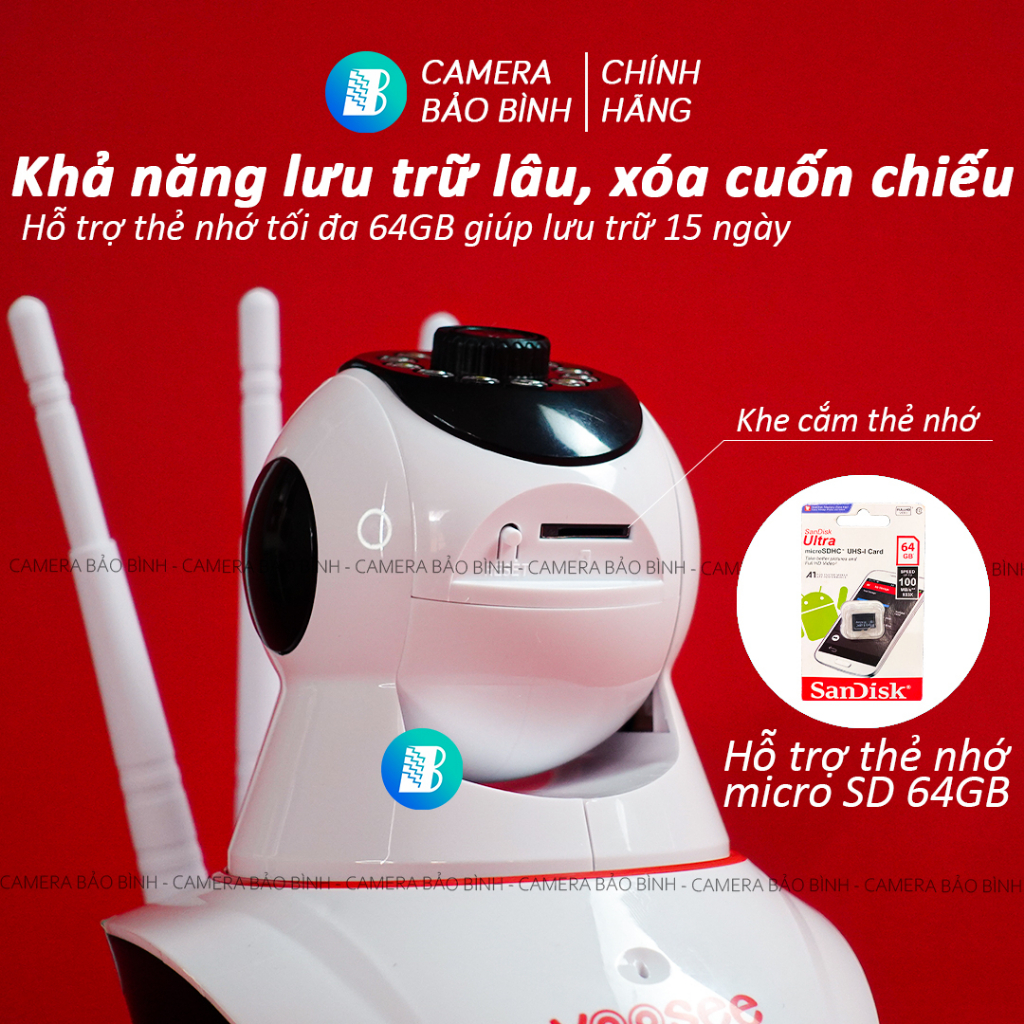 Camera Yoosee 3 Râu 11 Led 5.0Mpx | Camera Wifi 360 - Đàm Thoại - Xem Đêm Có Màu | Camera Bảo Bình