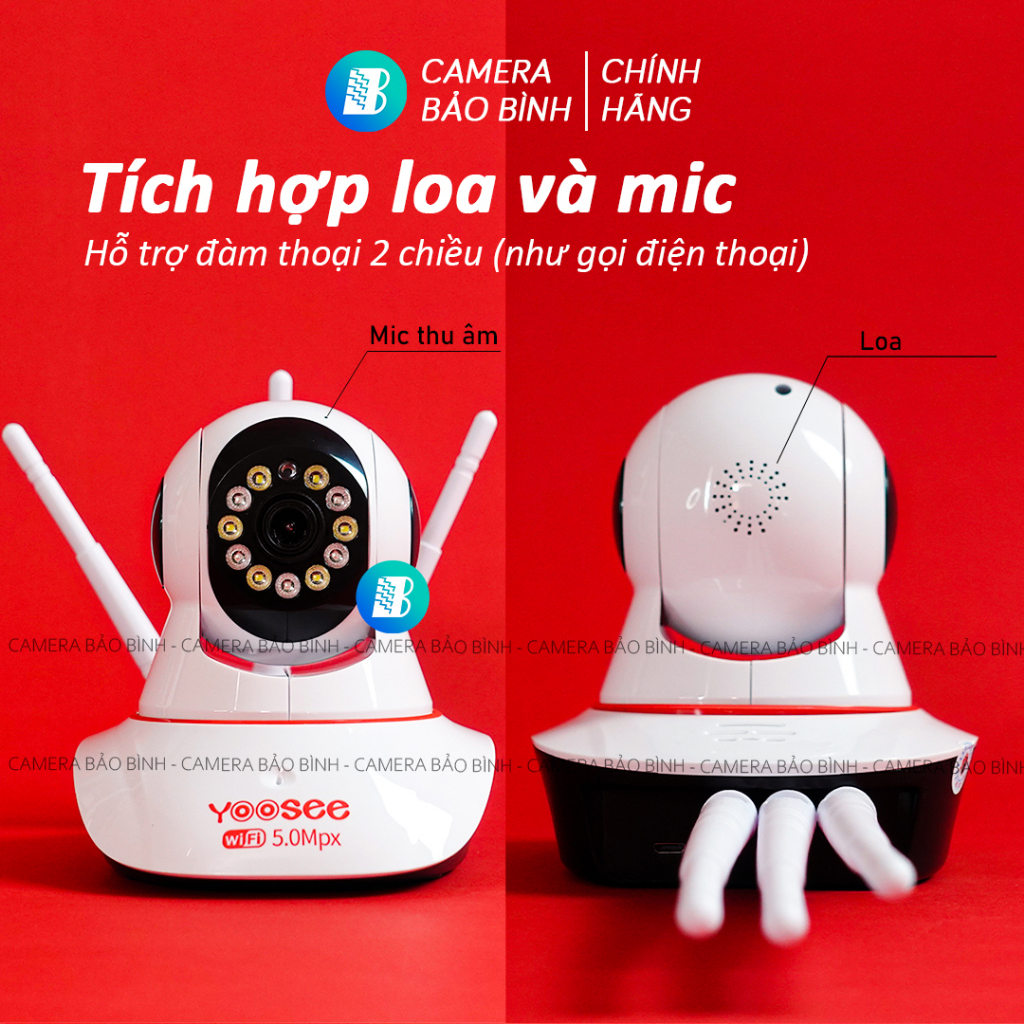 Camera Yoosee 3 Râu 11 Led 5.0Mpx | Camera Wifi 360 - Đàm Thoại - Xem Đêm Có Màu | Camera Bảo Bình