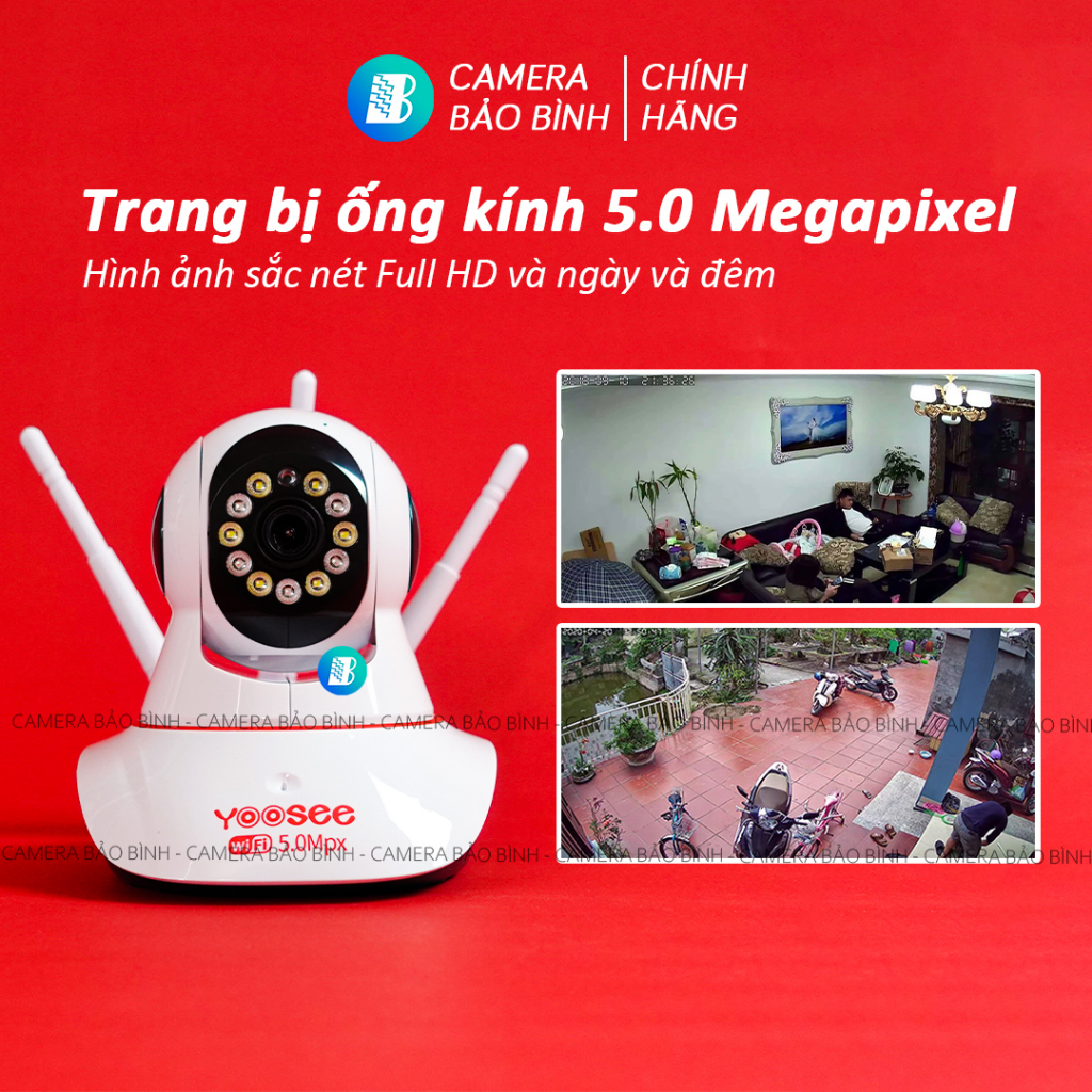 Camera Yoosee 3 Râu 11 Led 5.0Mpx | Camera Wifi 360 - Đàm Thoại - Xem Đêm Có Màu | Camera Bảo Bình