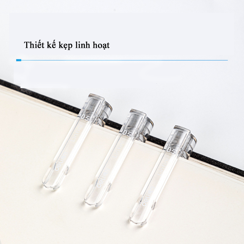 Bút gel Deli A524 thiết kế trong suốt dạng nắp ngòi 0,5mm viết êm trơn