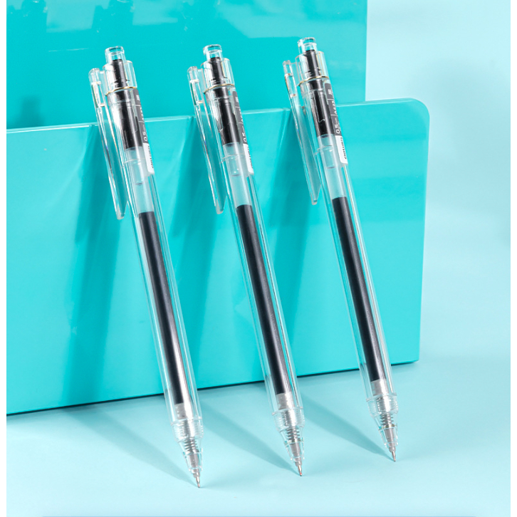 Bút gel Deli A623 thiết kế trong suốt ngòi 0,5mm mực đen nhanh khô viết êm trơn