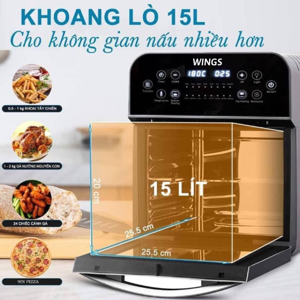 Nồi Chiên Không Dầu WINGS Chính Hãng Dung Tích 15L Tặng Kèm 6 Phụ Kiện - Bảo Hành 1 Năm