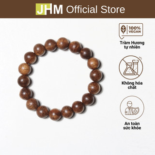 Vòng tay trầm hương cho nữ và nam 10mm 18 hạt 100% trầm tóc tự nhiên JHM mang lại may mắn sức khỏe