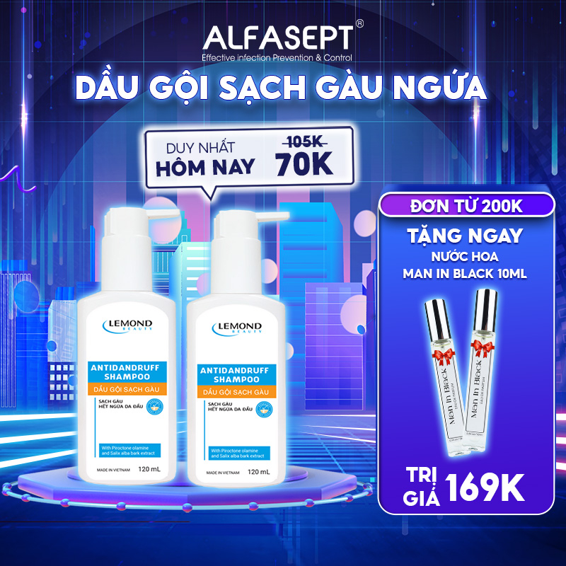 Dầu Gội Sạch Gàu Thế Hệ Mới ALFASEPT LEMOND Giúp Hết Gàu Ngứa, Dưỡng Ẩm Tóc Và Da Đầu Ngay Sau 1 Lần Gội Chai 120ml