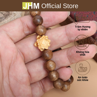 Vòng tay trầm hương mix charm sen đồng JHM hoa sen mang ý nghĩa gia đình sum họp yên vui