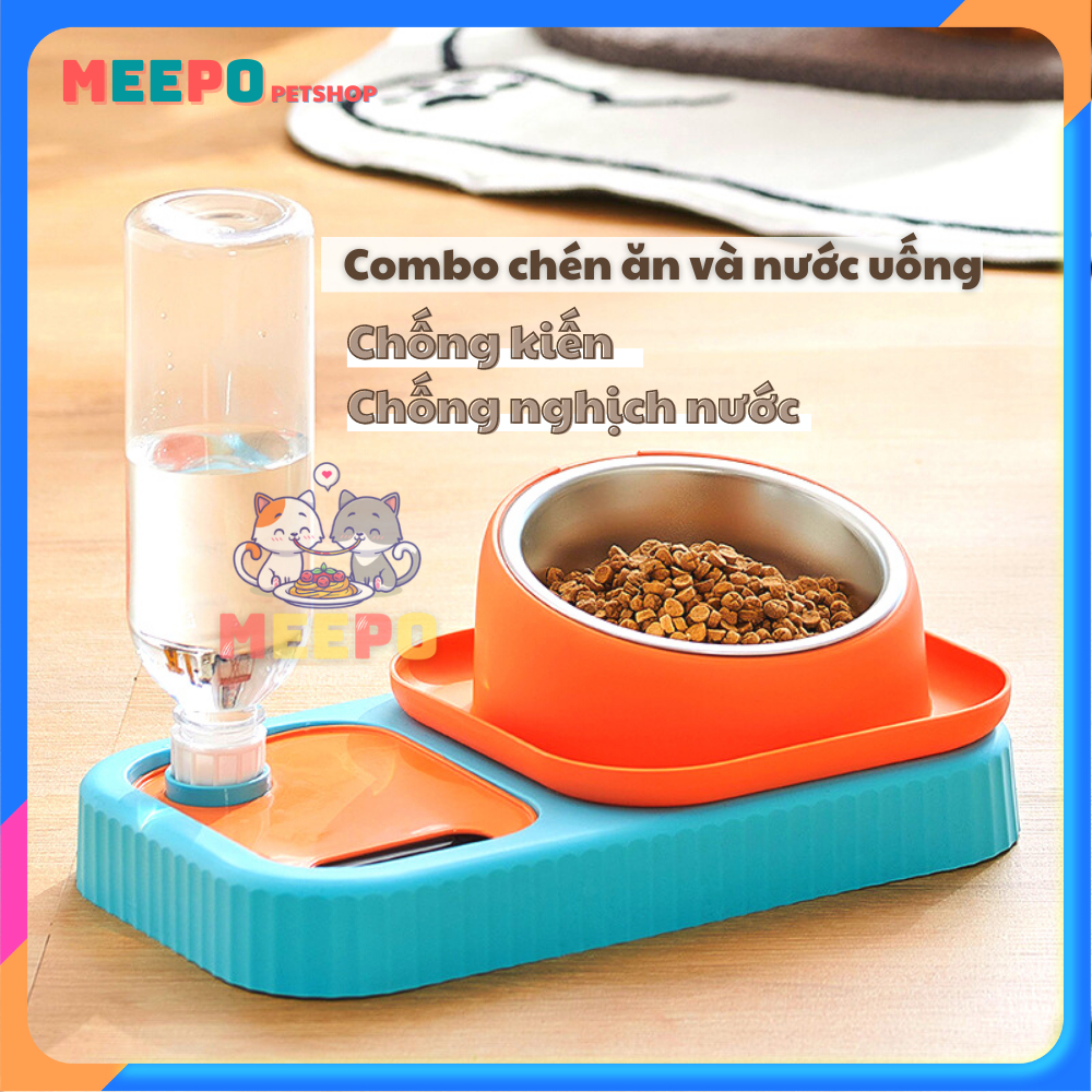 Chén, bát ăn, bộ bình nước chó mèo chống kiến, chống rơi vãi, chống nghịch nước