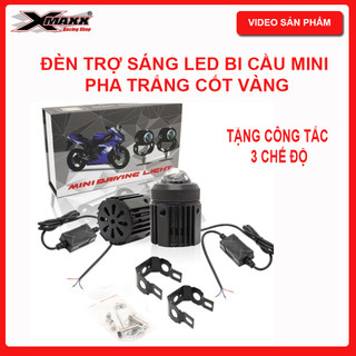 Trợ sáng LED bi cầu mini pha trắng cốt vàng