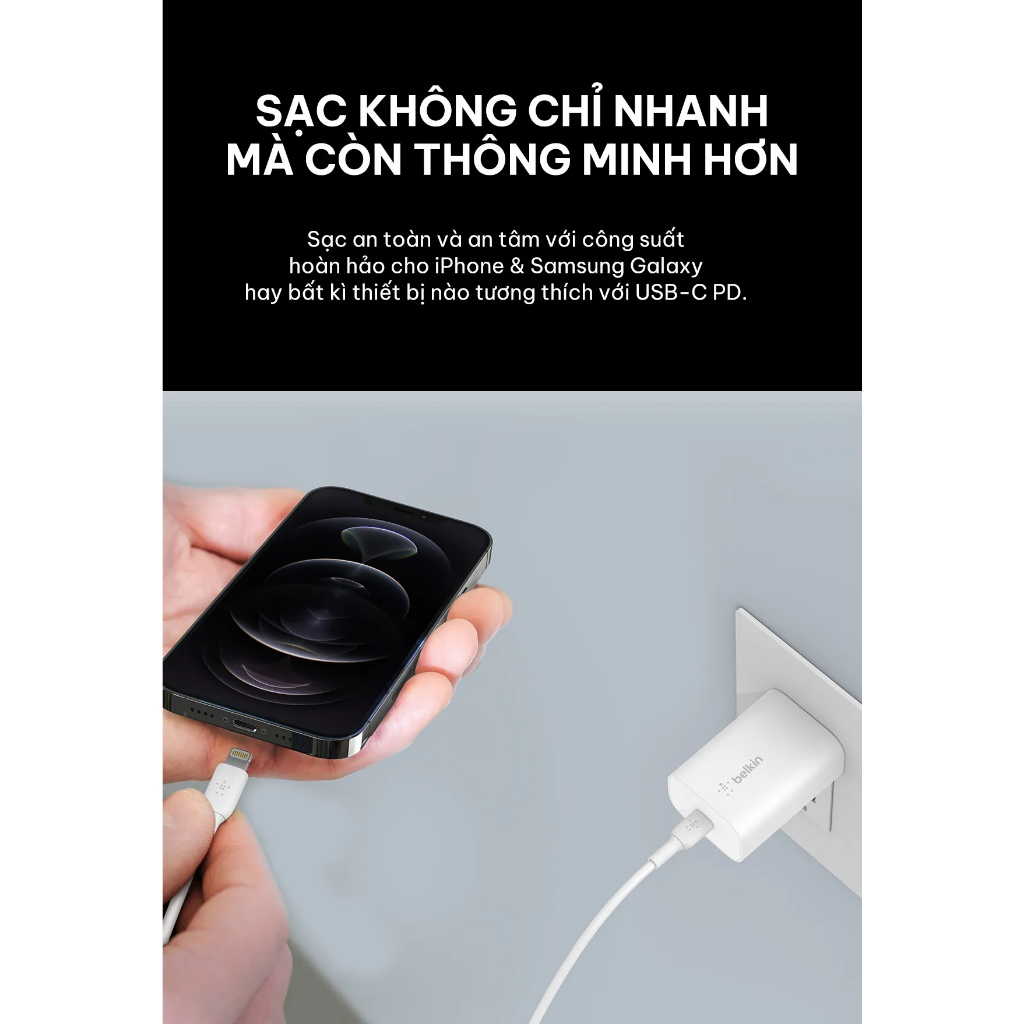 Củ sạc Belkin 25W PD 3.0 & PPS - WCA004dqWH WCA004krWH - hàng hãng phân phối