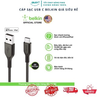  Cáp sạc USB C Belkin Playa - Hỗ trợ sạc nhanh -  Bọc dù siêu bền - TKD STORE