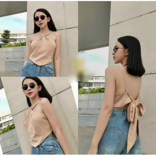 Áo yếm phi lụa cột nơ MAU1003200 mới
