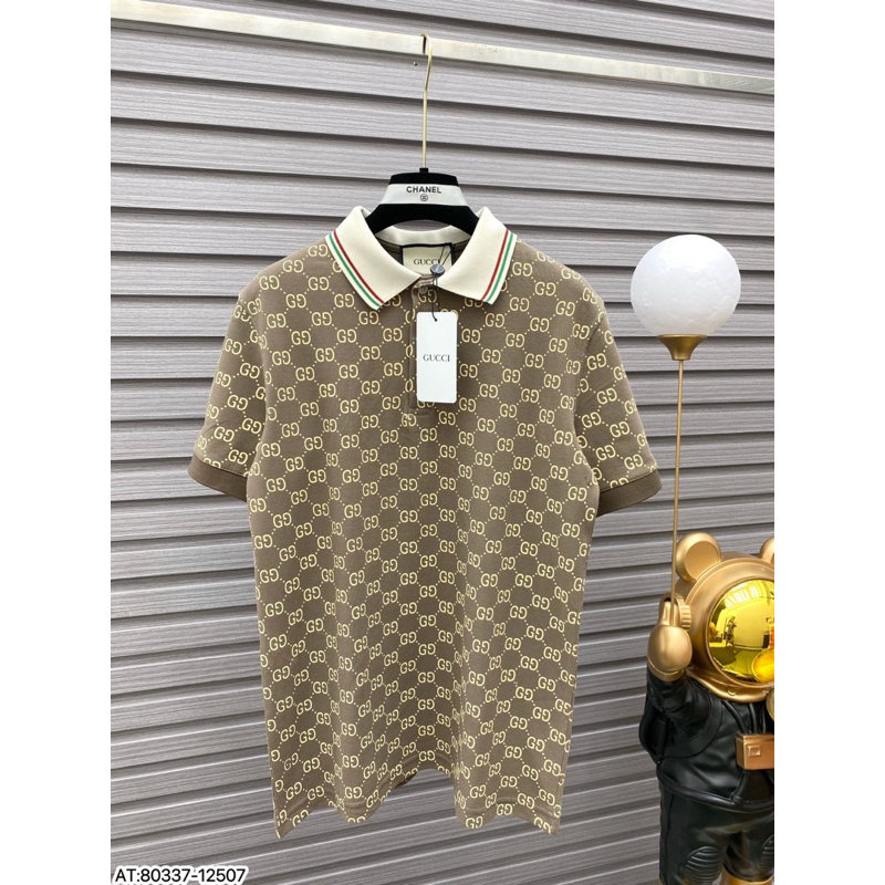 Áo thun polo gu sì dáng cộc tay , viền cổ chất chơi cho ae ( Ảnh thật shop chụp )