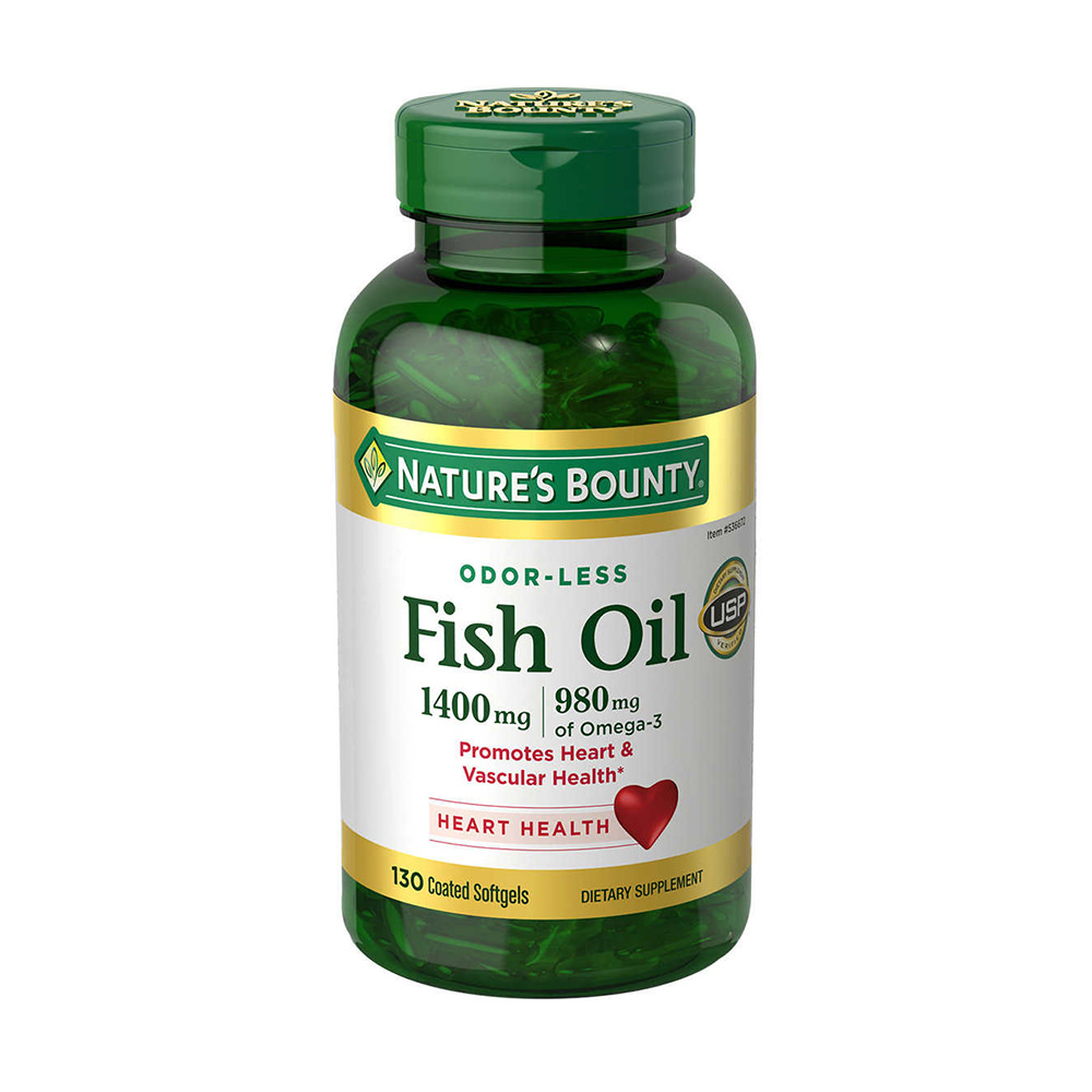 Viên uống dầu cá trợ tim, sáng mắt Nature’s Bounty Fish Oil 1400mg 130 Viên.