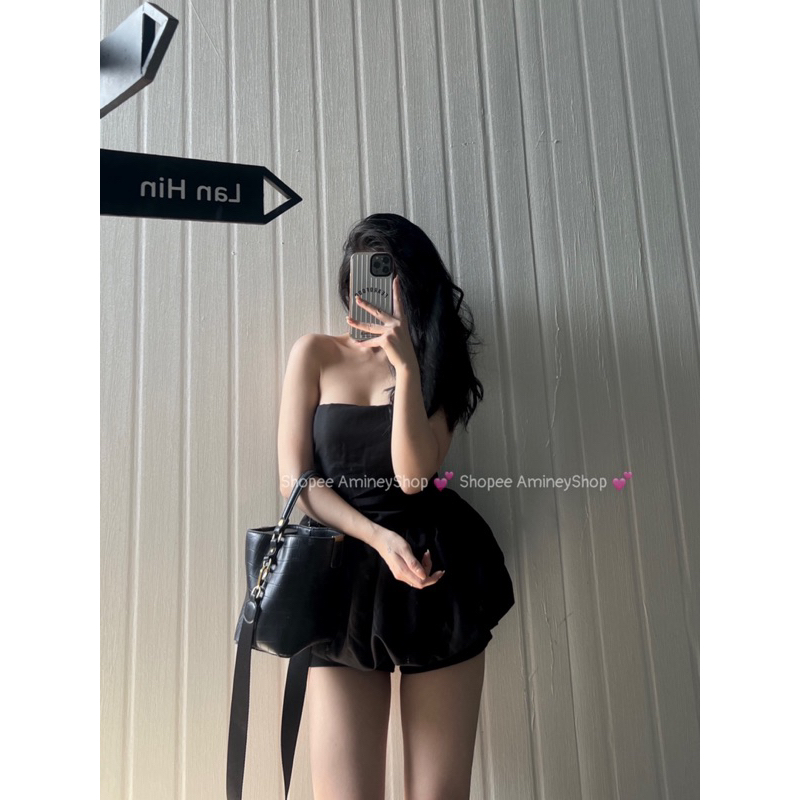 Áo quây 2 lớp có đệm , Áo xoè 3 màu sang chảnh Amineyshop
