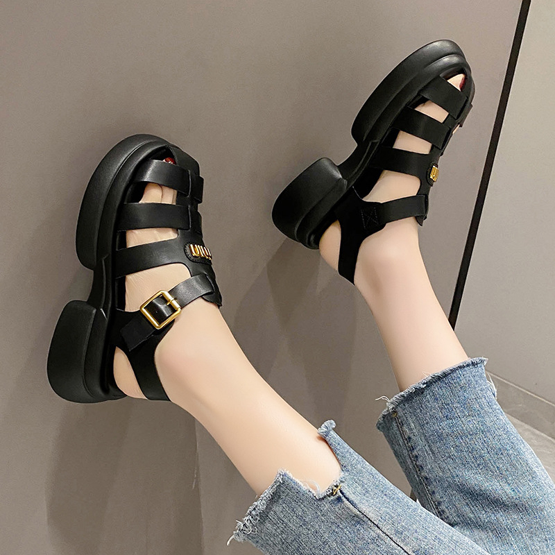 Giày Sandal Miu nữ khoá cài hàng nhập Quảng Châu Cao Cấp Fullbox đế bánh mì siêu êm chân,Giày xăng đan nữ 4cm da mềm