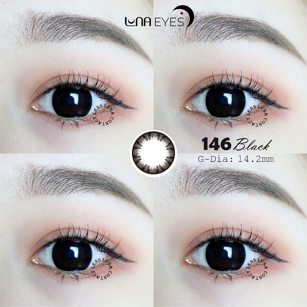 [1 year] Kính áp tròng LUNA EYES 146 BLACK - Lens size vừa