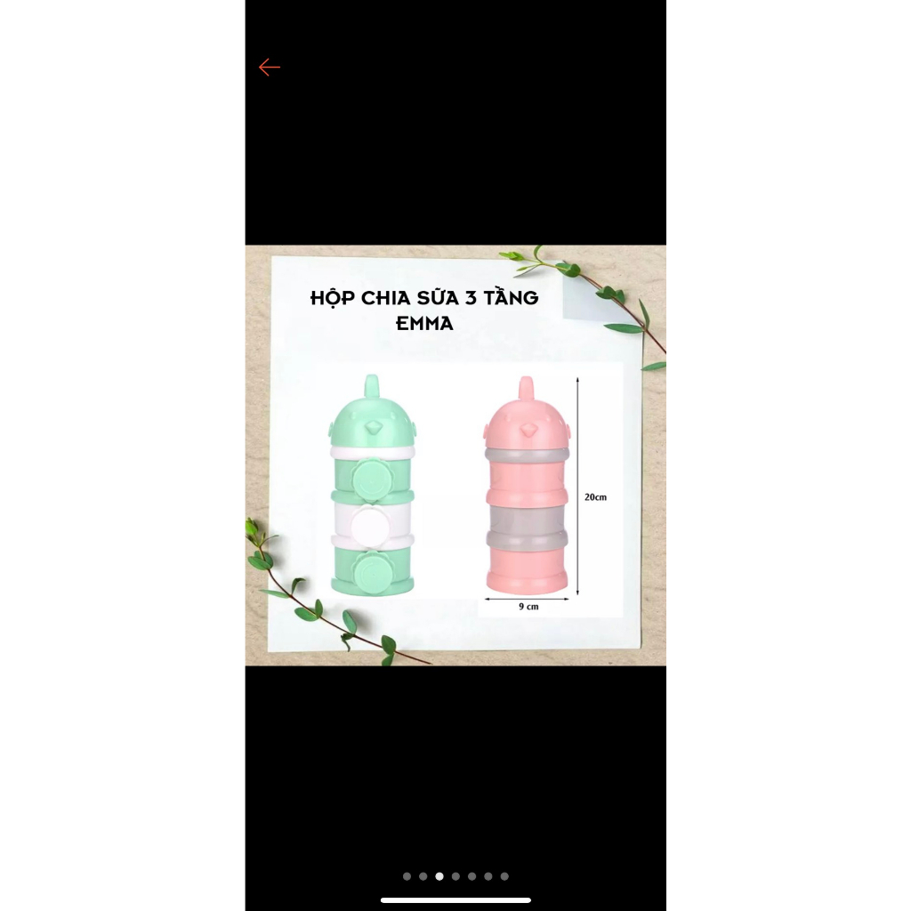 Bình chia sữa 3 ngăn EMMA KIDS - Hộp chia sữa, đựng đồ ăn dặm cho bé
