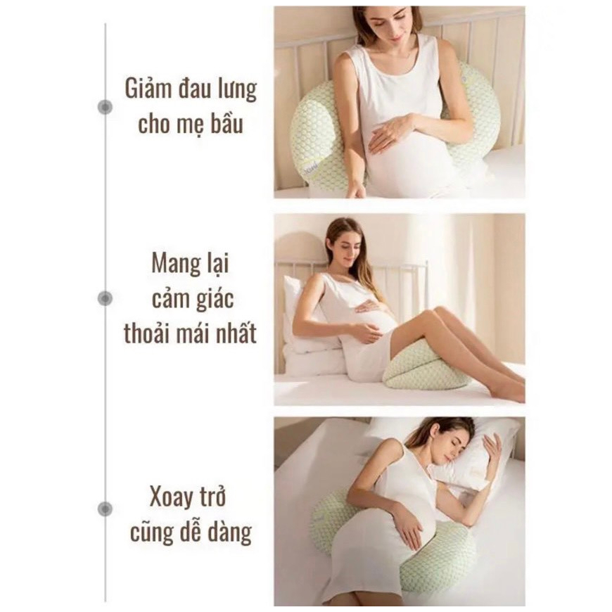 Gối bà bầu cánh tiên cao cấp Boona, giảm tối đa đau lưng, tặng kèm gối phụ, hỗ trợ mẹ và bé ngủ ngon giấc