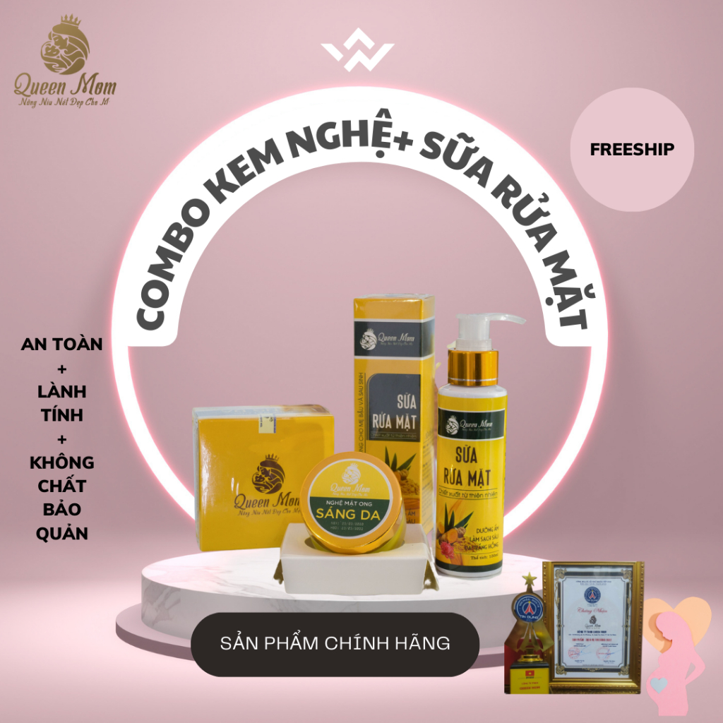 COMBO Kem nghệ mật ong + Sữa rửa mặt Nano nghệ dành cho Mẹ bầu & Mẹ sau sinh