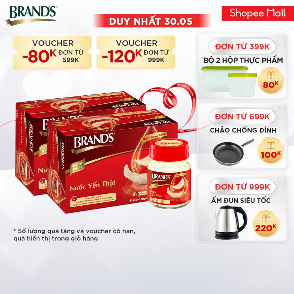 Combo 2 Nước yến thật BRAND'S Đường Phèn (70 ml x 6 lọ)