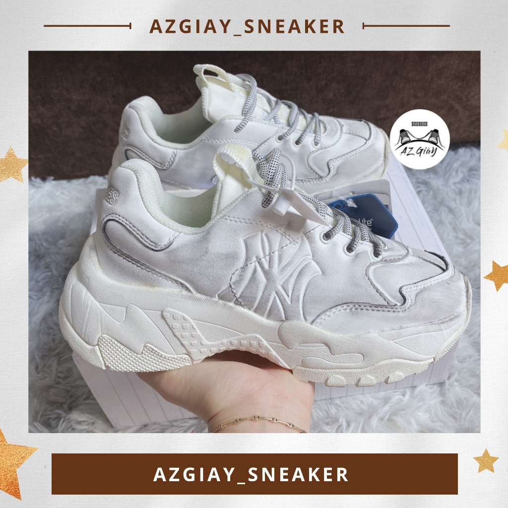 Giày thể thao nam nữ MLB bản đặc biệt màu trắng bẩn, giày sneaker cao cấp, full box (Giảm giá xả kho)