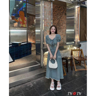 Sét áo bò nơ mix chân váy bò hàng loại 1