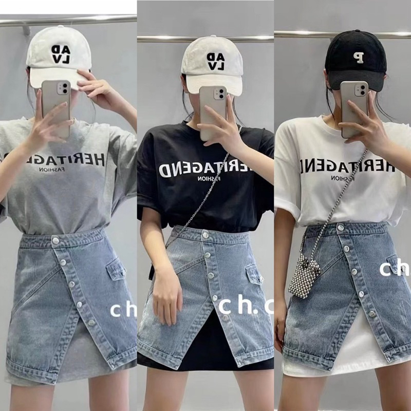 SET ĐẦM THUN KÈM CHÂN VÁY JEANS