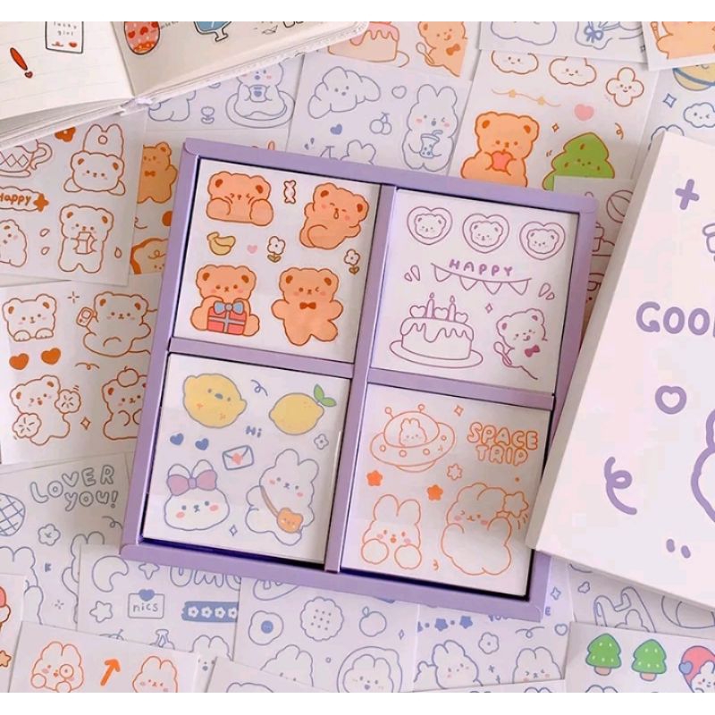 Sticker cute trang trí dán tập vở, bình nước, bút nước.