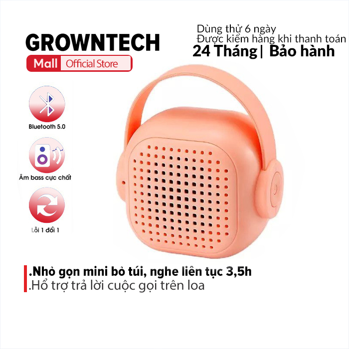 Loa bluetooth GrownTech mini cầm tay di động WS 302 nhỏ gọn bass mạnh bảo hành 24 tháng