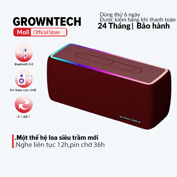 Loa bluetooth GrownTech AKD W3 siêu trầm, tích hợp LED auto cực đẹp, công suất lớn bảo hành 24 tháng