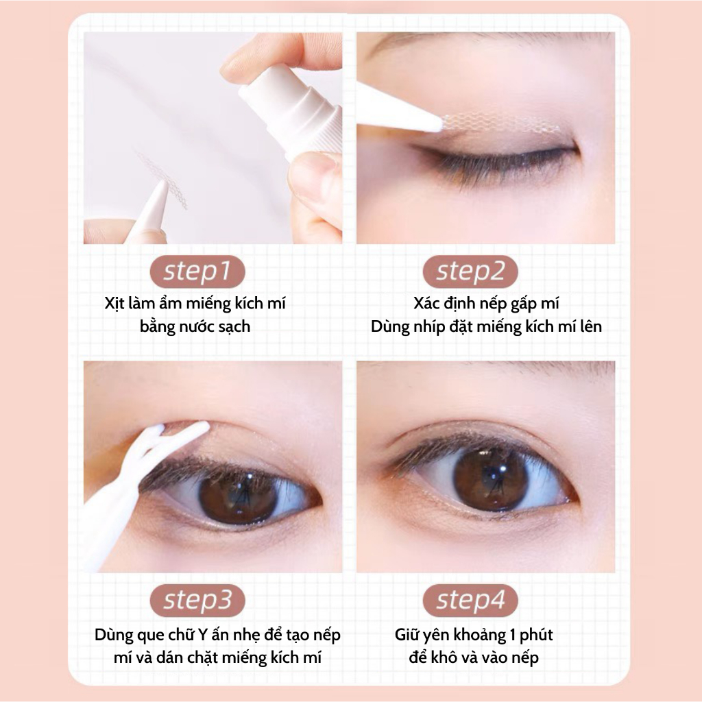 Kích Mí Dán Mí Lưới Siêu Mỏng Tàng Hình Cuộn 360 Miếng Sẵn Keo Dụng Cụ Đi Kèm