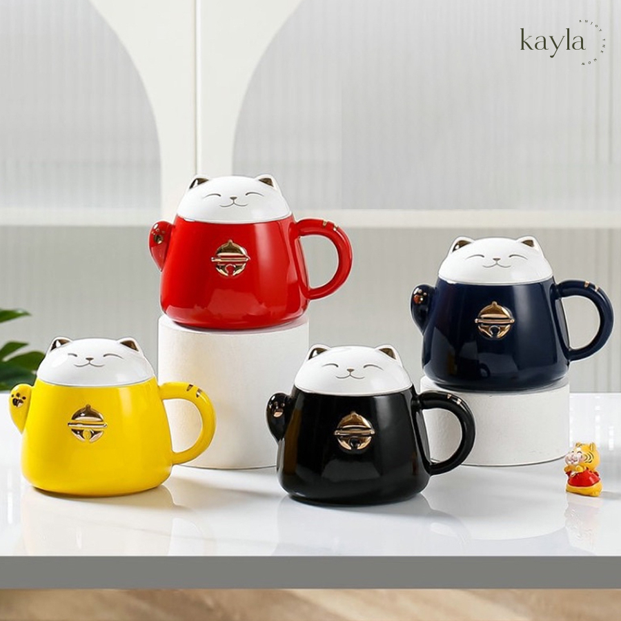 Ly sứ mèo thần tài may mắn