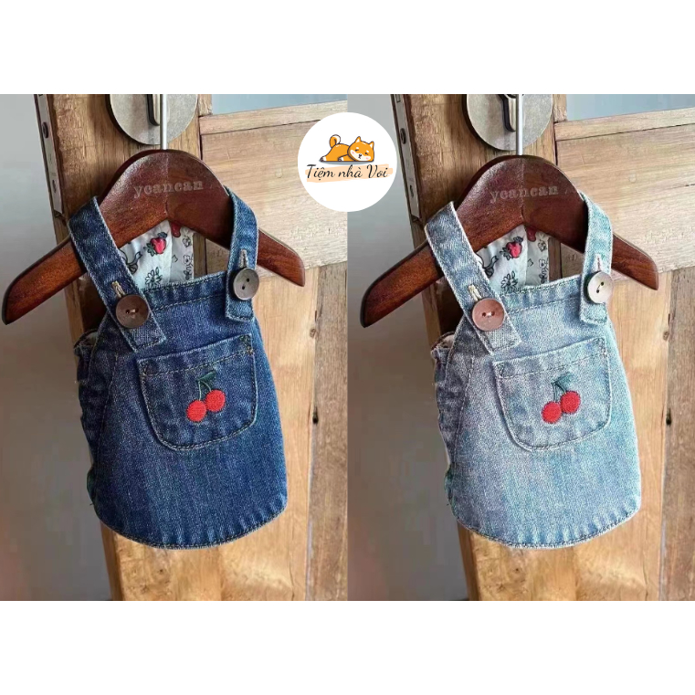 VÁY YẾM JEAN QUẢ CHERRY ĐÁNG YÊU MÁT MẺ MÙA HÈ CHO THÚ CƯNG
