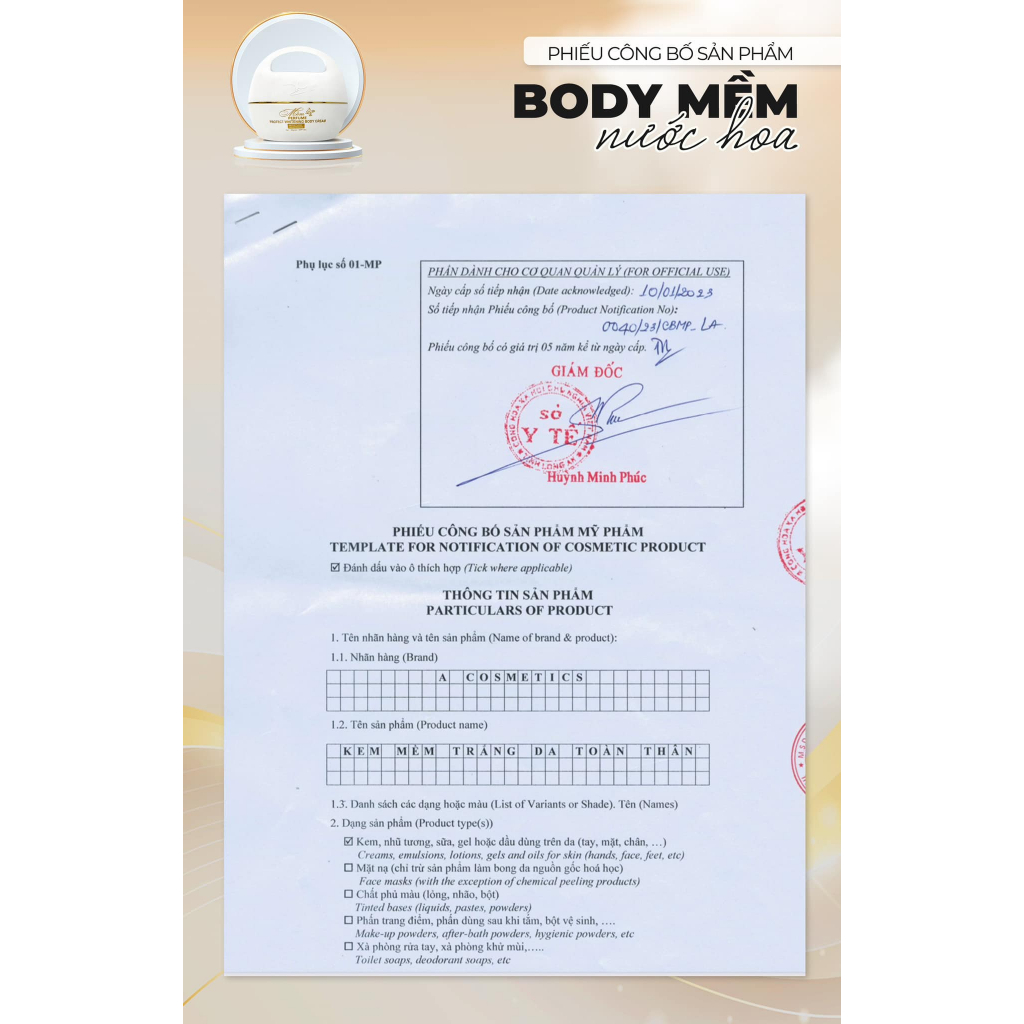 KEM BODY MỀM PHƯƠNG ANH A COSMETICS CHÍNH HÃNG