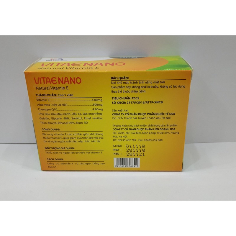 Viên uống đẹp da Vitamin E 4000mcg, tinh dầu lô hội làm đẹp da, chống lão hóa - Hộp 30 viên