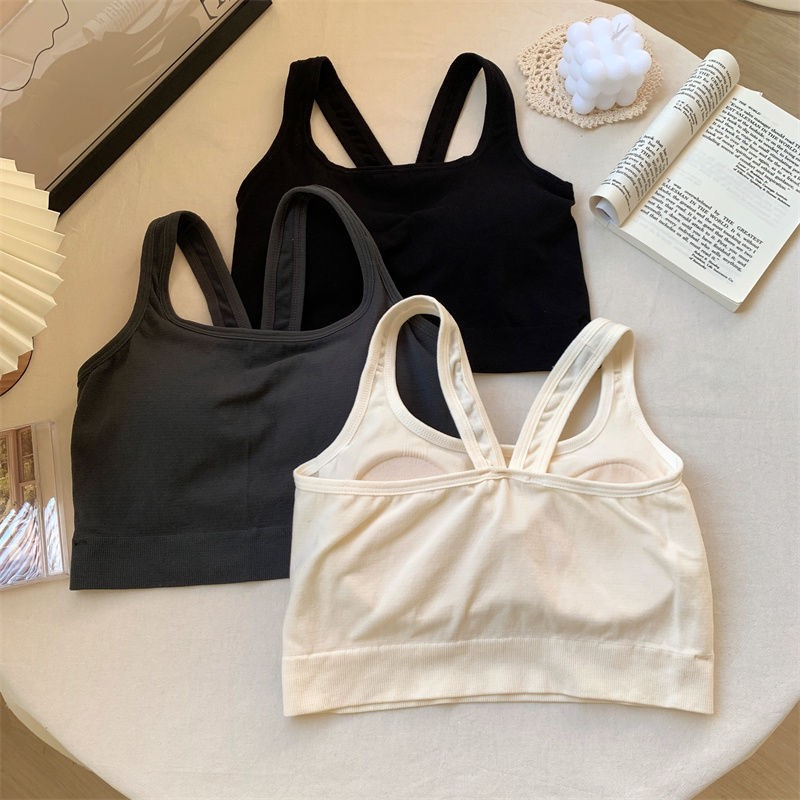 Áo Bra Nữ Cổ Vuông Dáng Lửng Có Đệm Ngực Dây Lưng Chéo Siêu Hot Lady V30