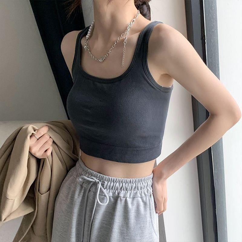 Áo Bra Nữ Cổ Vuông Dáng Lửng Có Đệm Ngực Dây Lưng Chéo Siêu Hot Lady V30